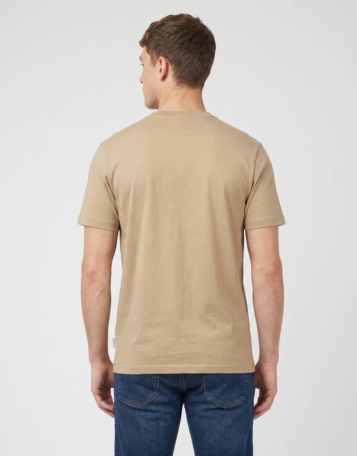 Ben Sherman 3 Ball 260G Cornstalk T-Shirt for men, shown from the back, crafted from soft cotton fabric.