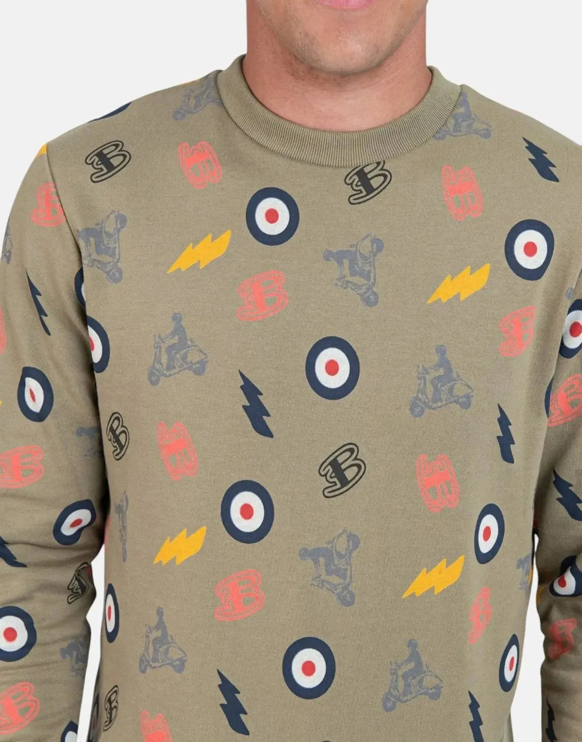 Ben Sherman All Over Print Olive Sweatshirt - Subwear