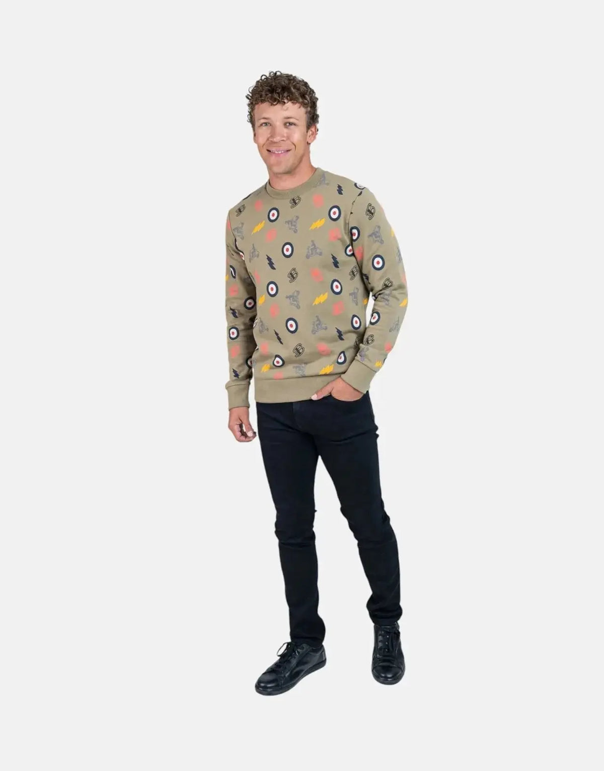 Ben Sherman All Over Print Olive Sweatshirt - Subwear