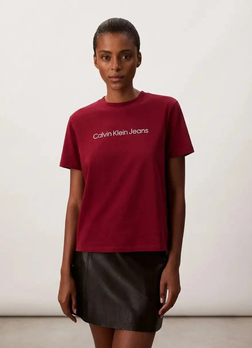 Calvin Klein A-Inst Logo Classic Magenta T-Shirt - Subwear