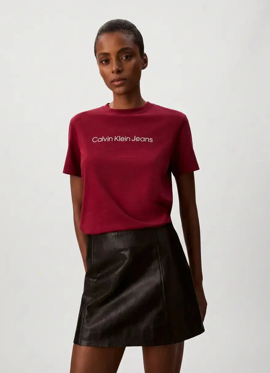 Calvin Klein A-Inst Logo Classic Magenta T-Shirt - Subwear