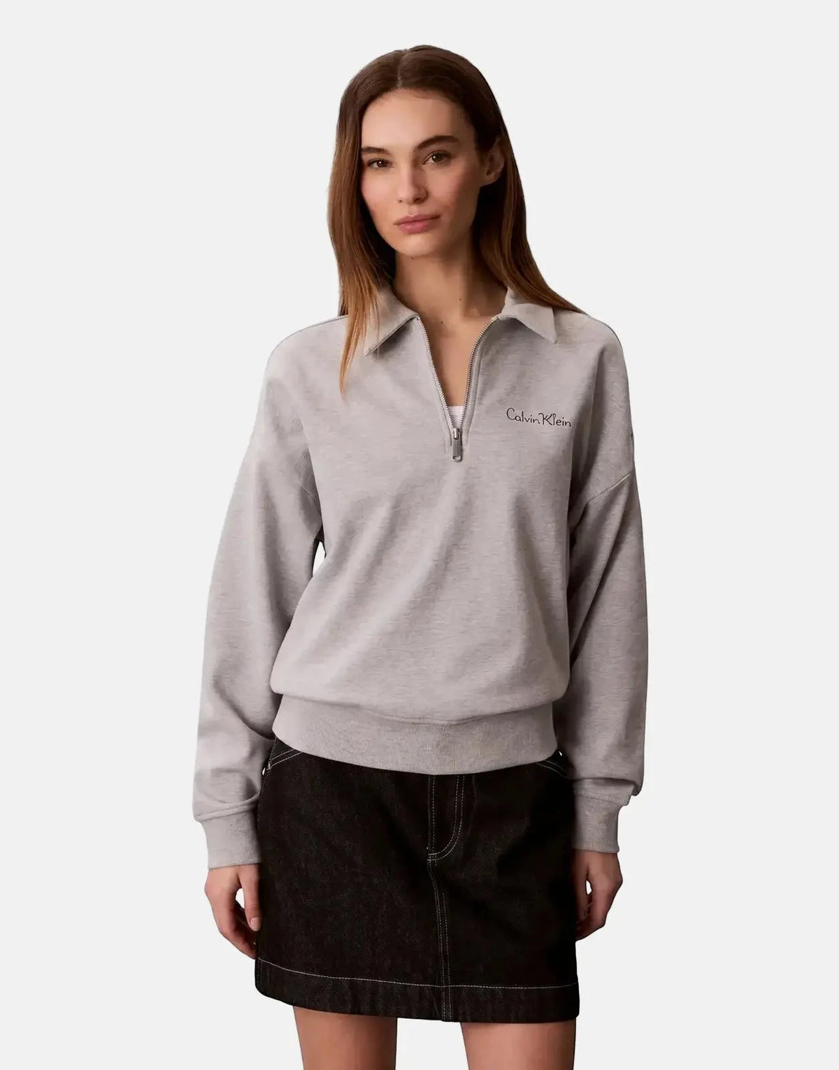 Calvin Klein French Terry Graphic Grey Quarter Zip - Subwear
