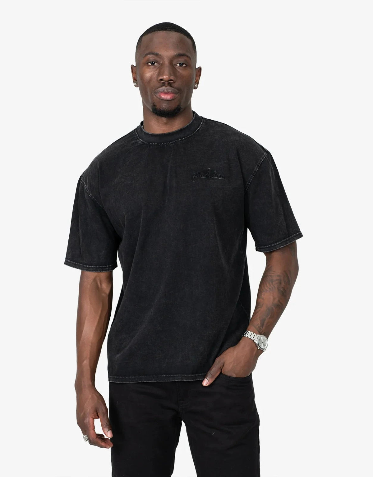 Fade Signature Washed Boxy Fit Grey T-Shirt - Subwear