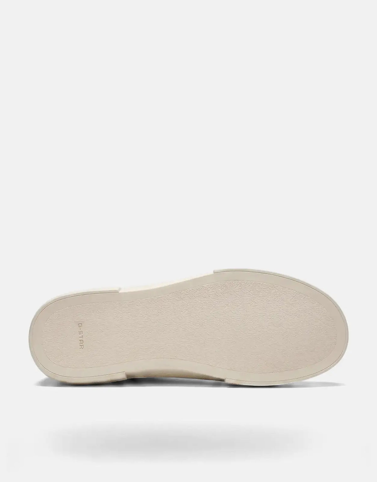 G-Star RAW Vodan Low Lea White sneakers, showing the bottom sole with its textured grip and G-Star logo.