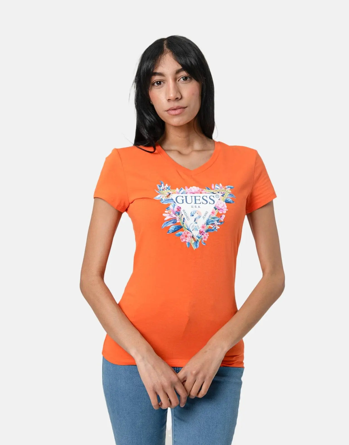 Guess Floral Tri T-Shirt Orange - Subwear
