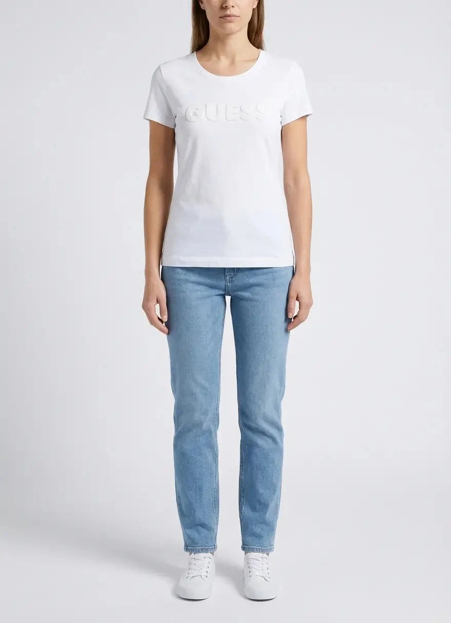 Guess Logo Sequins White T-Shirt - Subwear