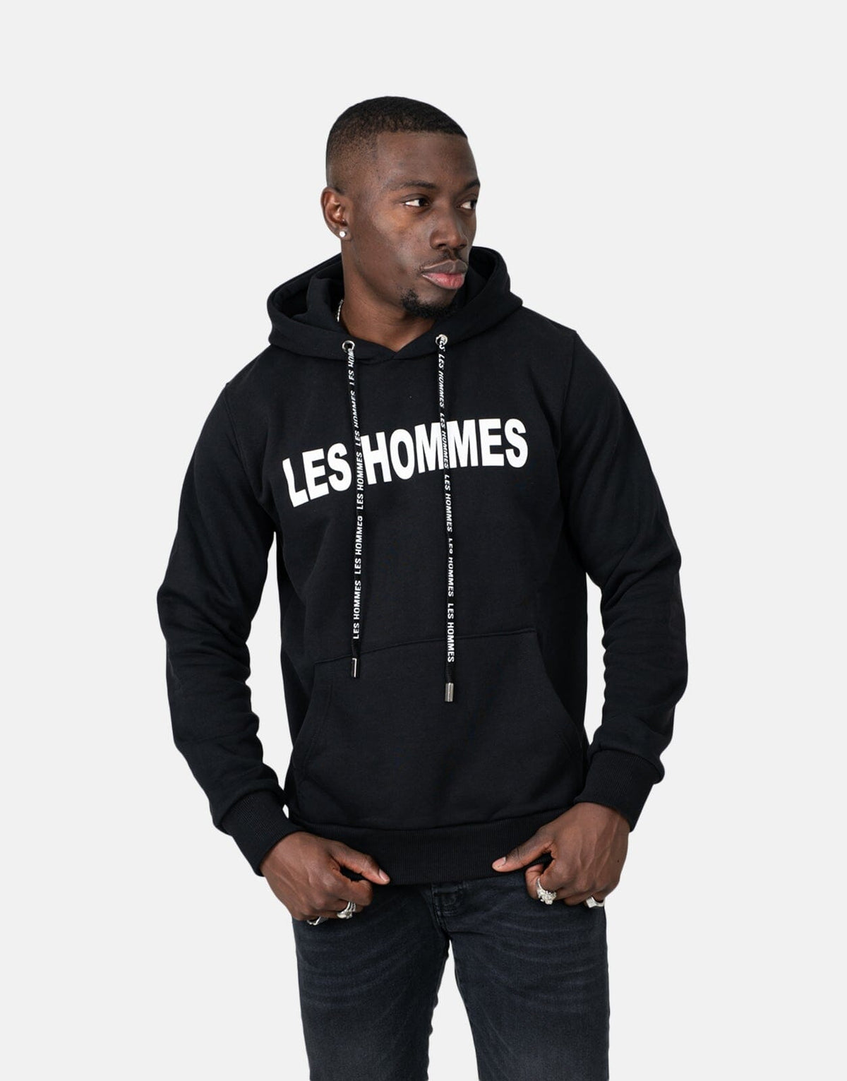 Les Hommes Chest Font Black Hoodie - Subwear