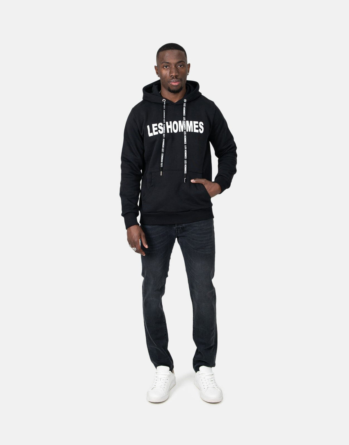 Les Hommes Chest Font Black Hoodie - Subwear