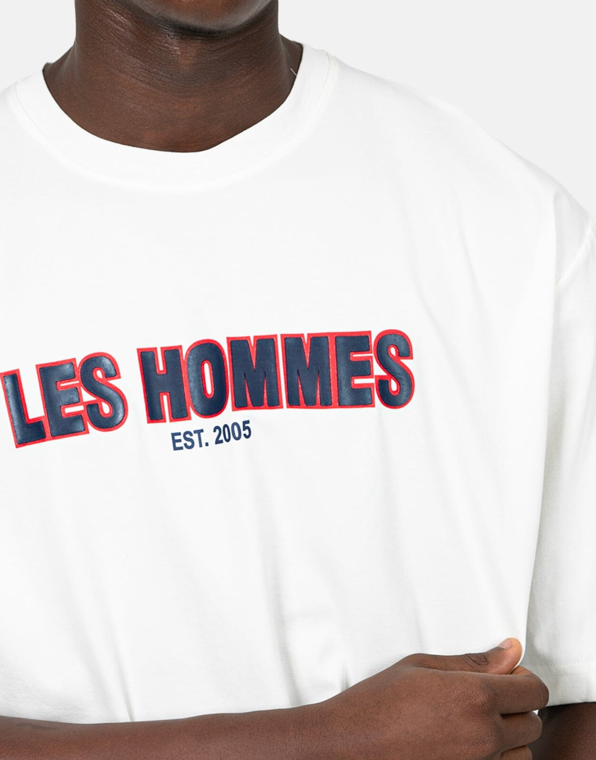 Les Hommes Over Rubber Print White T-Shirt - Subwear