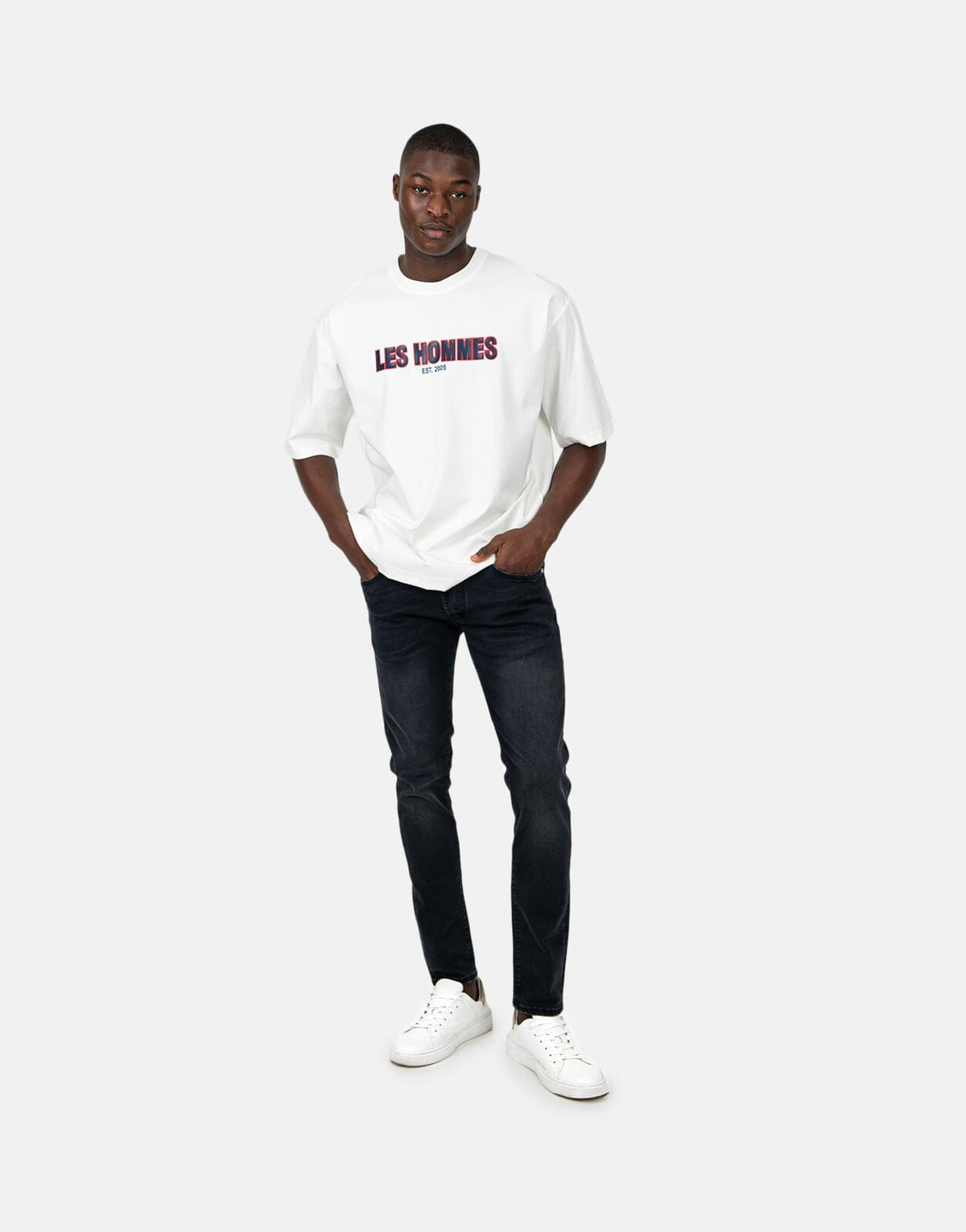 Les Hommes Over Rubber Print White T-Shirt - Subwear