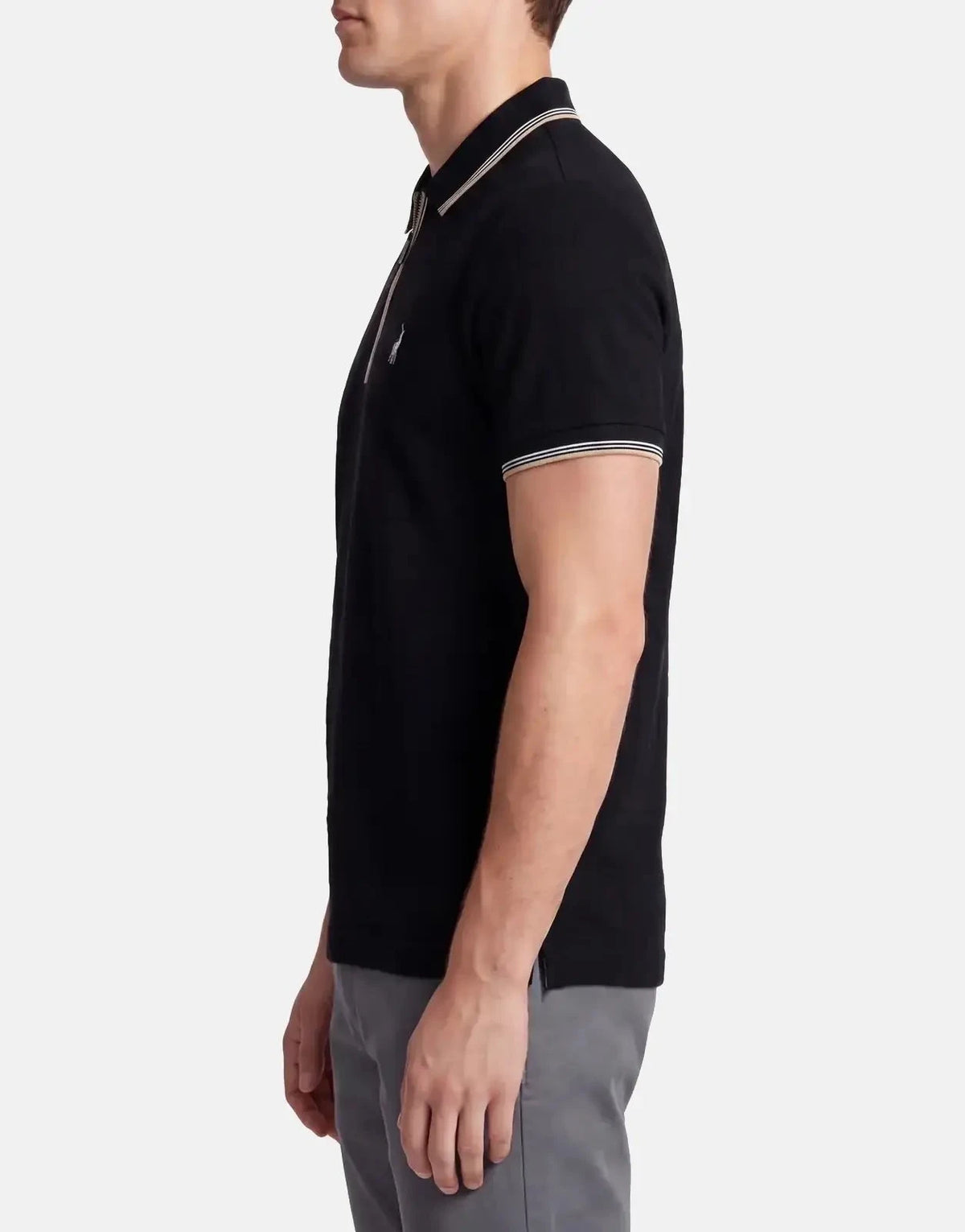 Polo Plain 1/4 Zip Black Golfer - Subwear