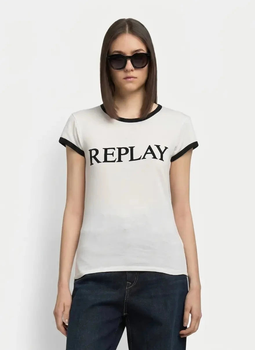 Replay Print Natural White T-Shirt - Subwear