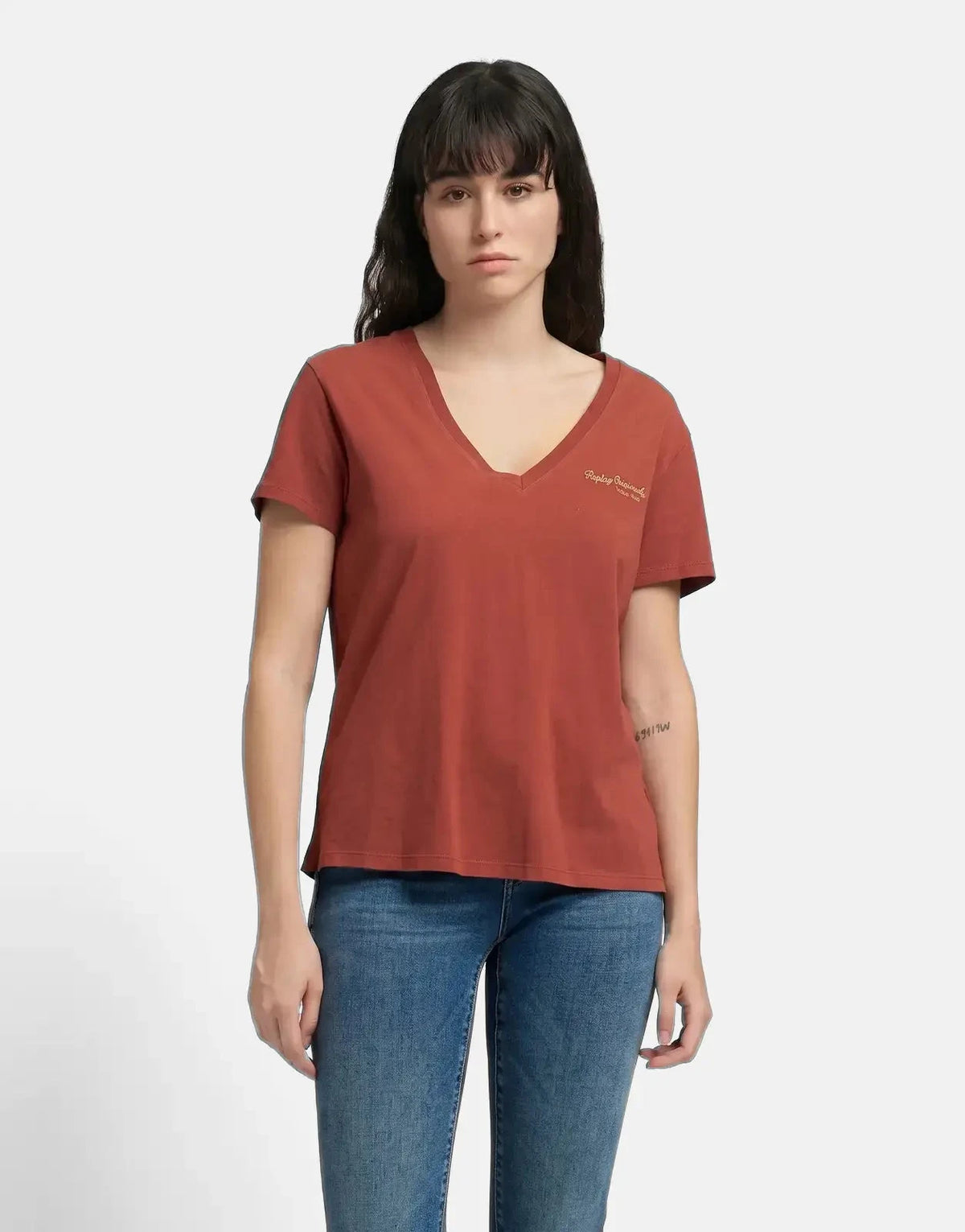 Replay V-Neck Brick Brown T-Shirt - Subwear