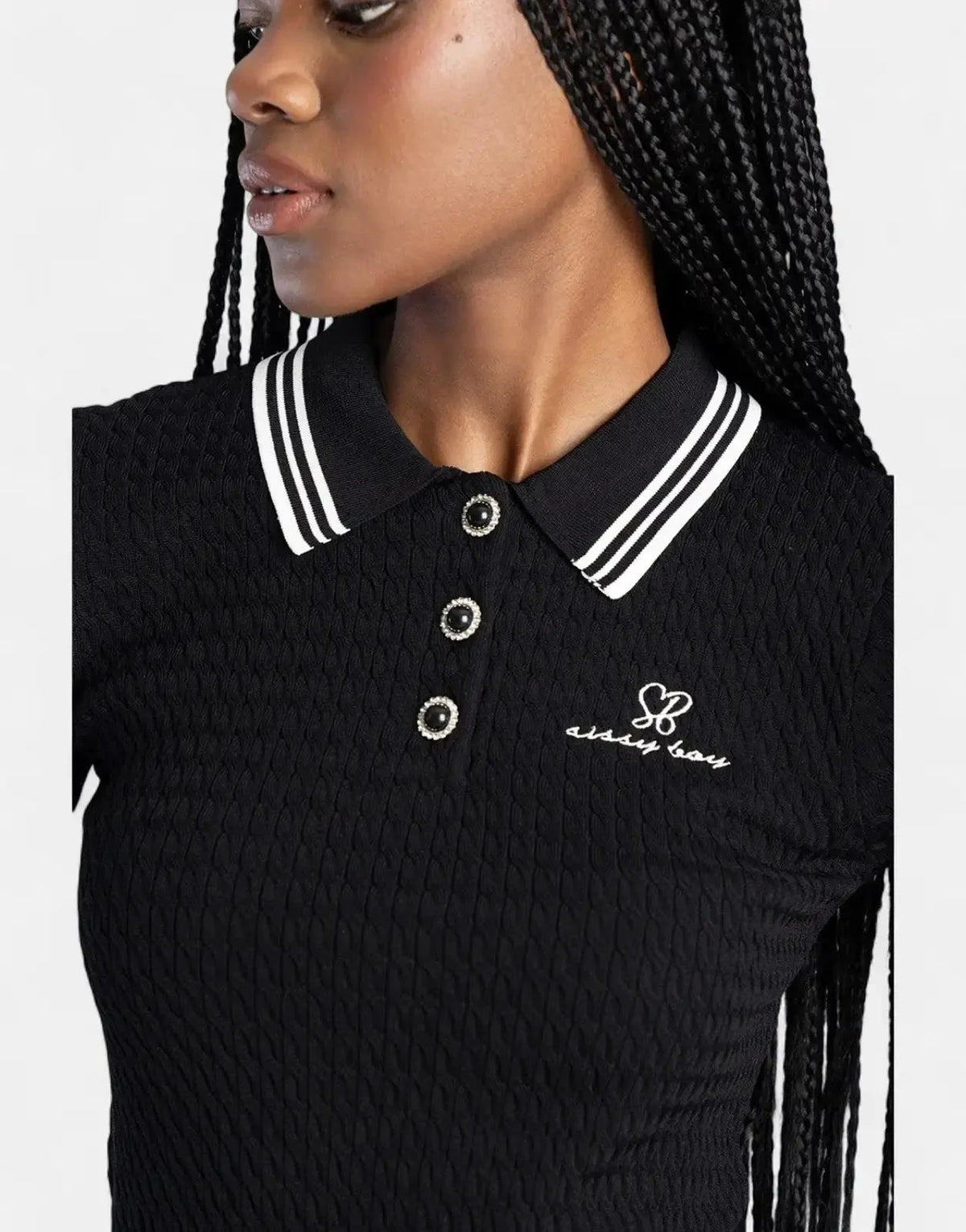 Sissy Boy Knit Logo Black Polo Shirt - Subwear