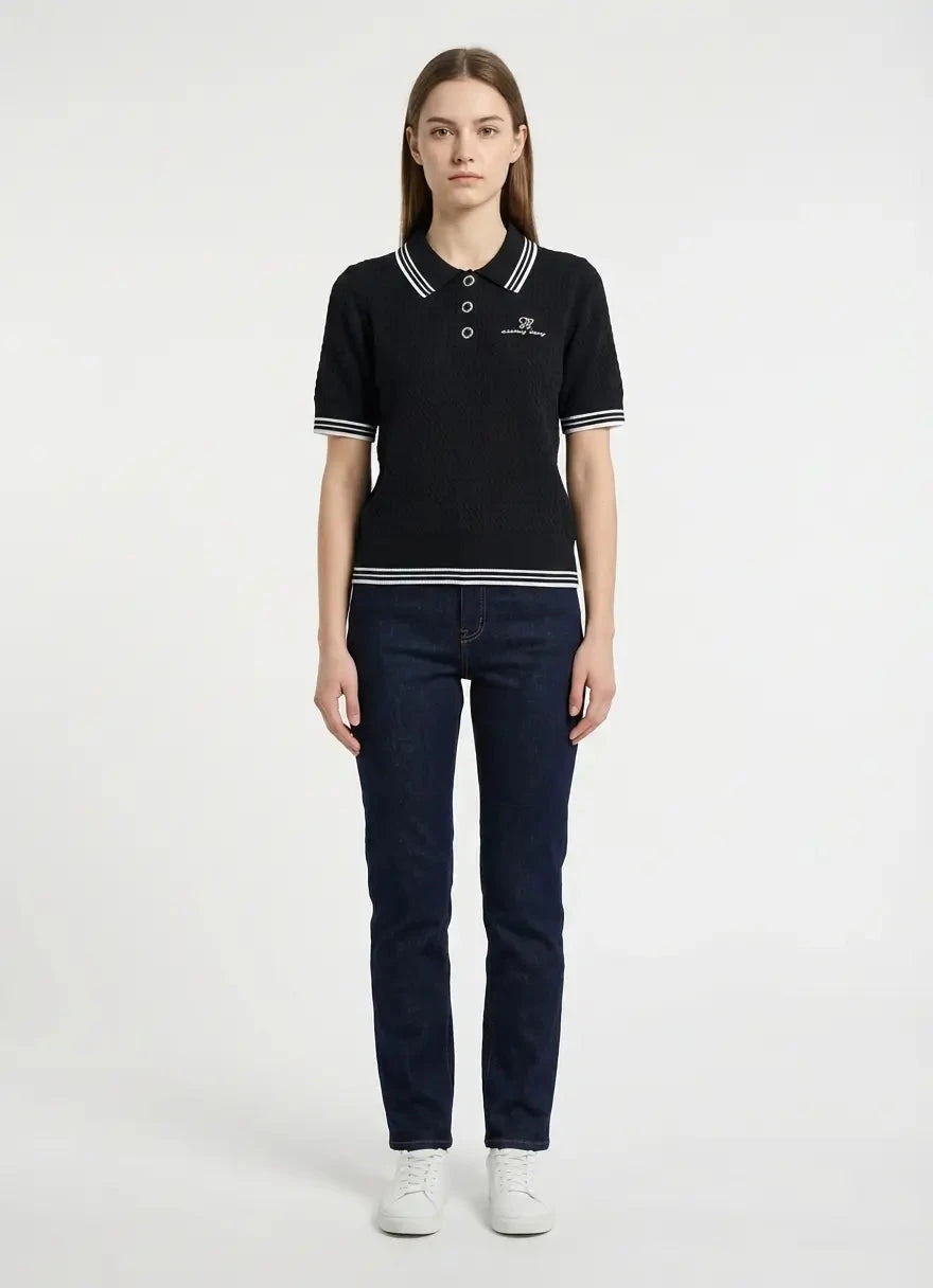 Sissy Boy Knit Logo Black Polo Shirt - Subwear