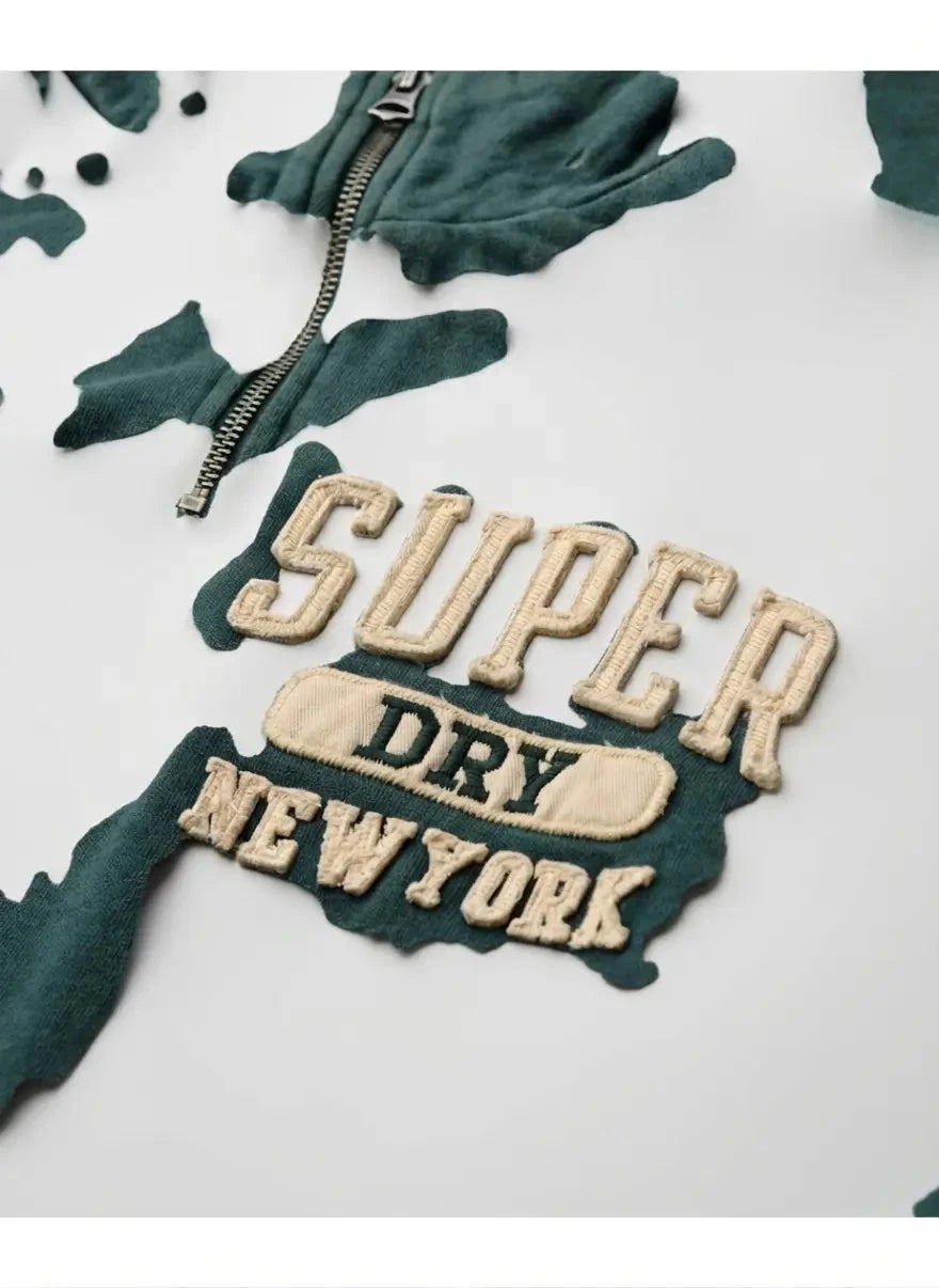 Superdry Vintage Athletic Zip Henley Eagle Green Sweatshirt - Subwear