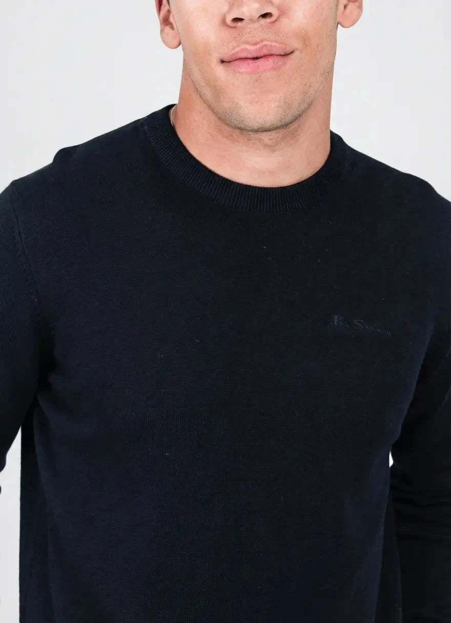 Ben Sherman Knit Crew Neck Black Sweatshirt - Subwear