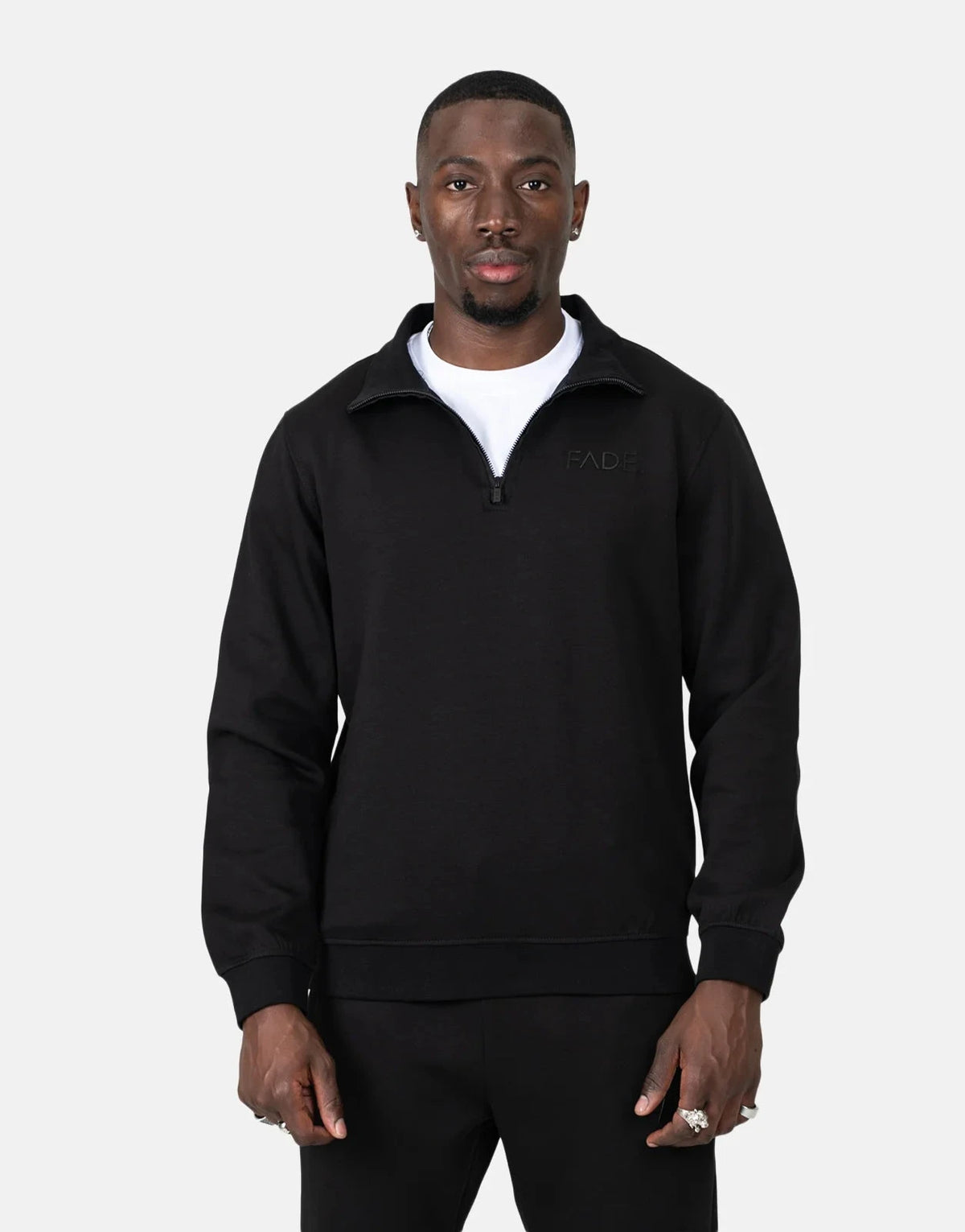 Fade Essential Quarter Zip Black Sweatshirt - Subwear