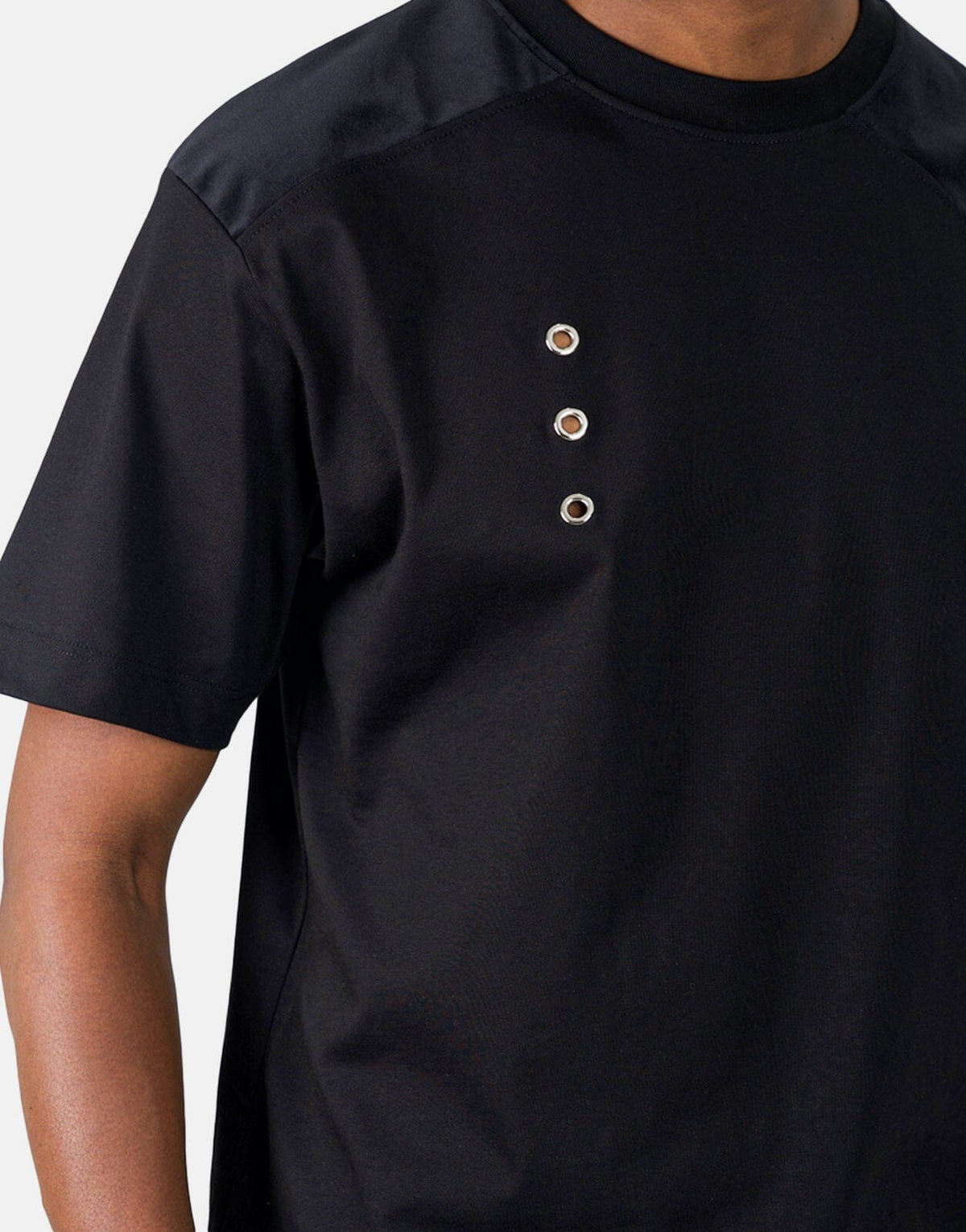 Les Hommes Black Label Eyelet Black T-Shirt - Subwear