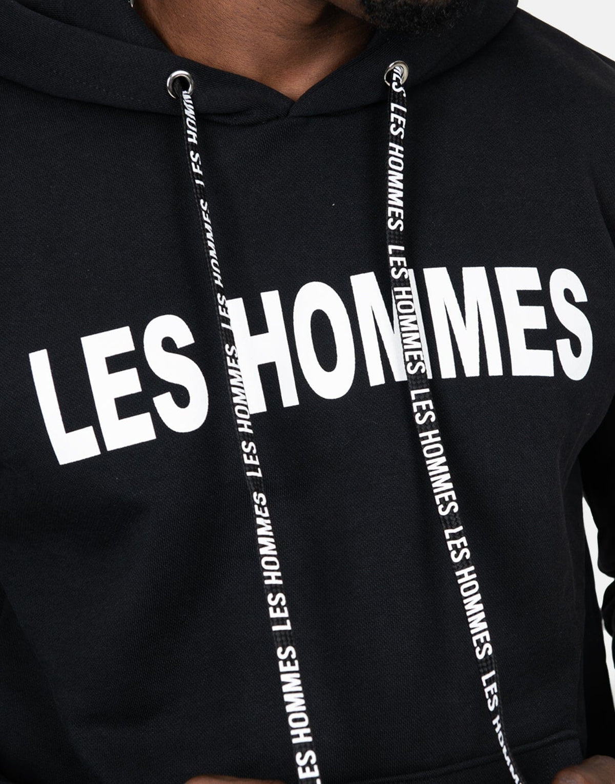 Les Hommes Chest Font Black Hoodie - Subwear