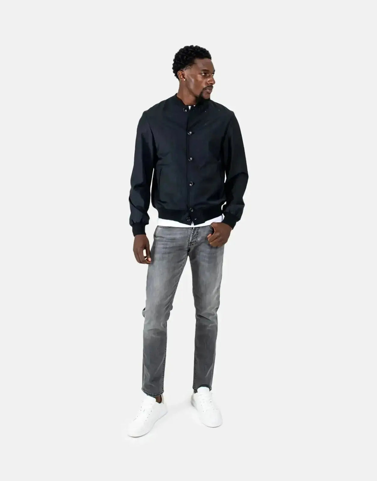 Les Hommes Lightweight Black Bomber Jacket - Subwear