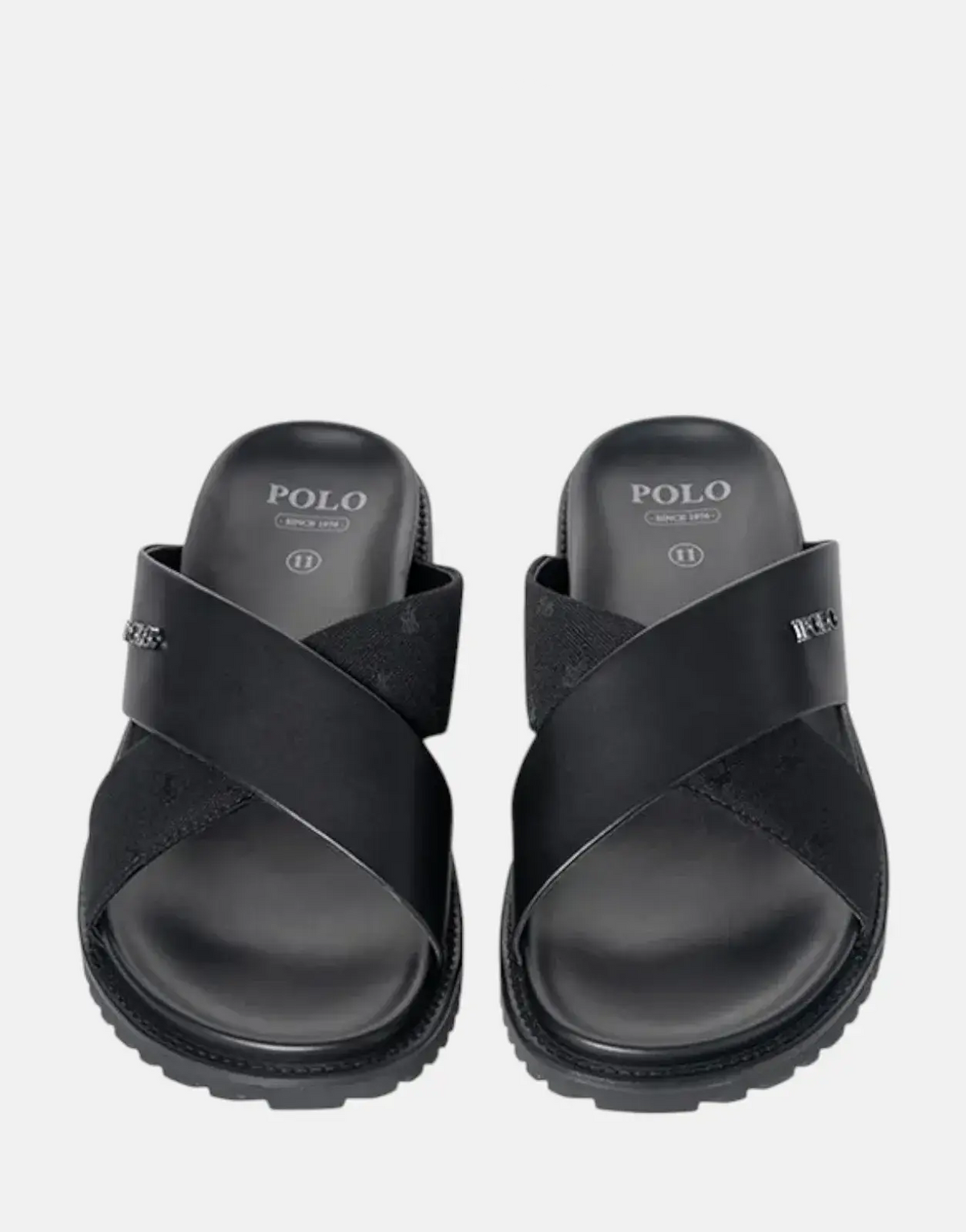 Polo Cross Strap Jacquard Black Sandals - Subwear