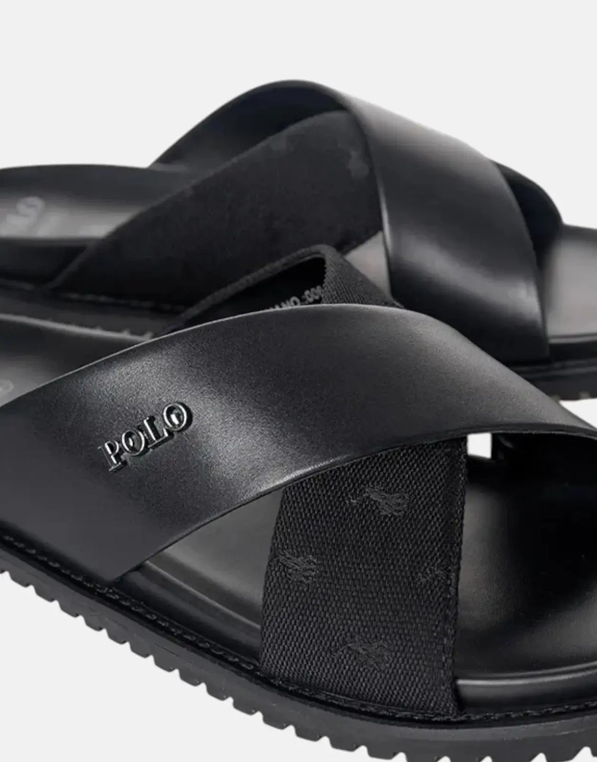 Polo Cross Strap Jacquard Black Sandals - Subwear