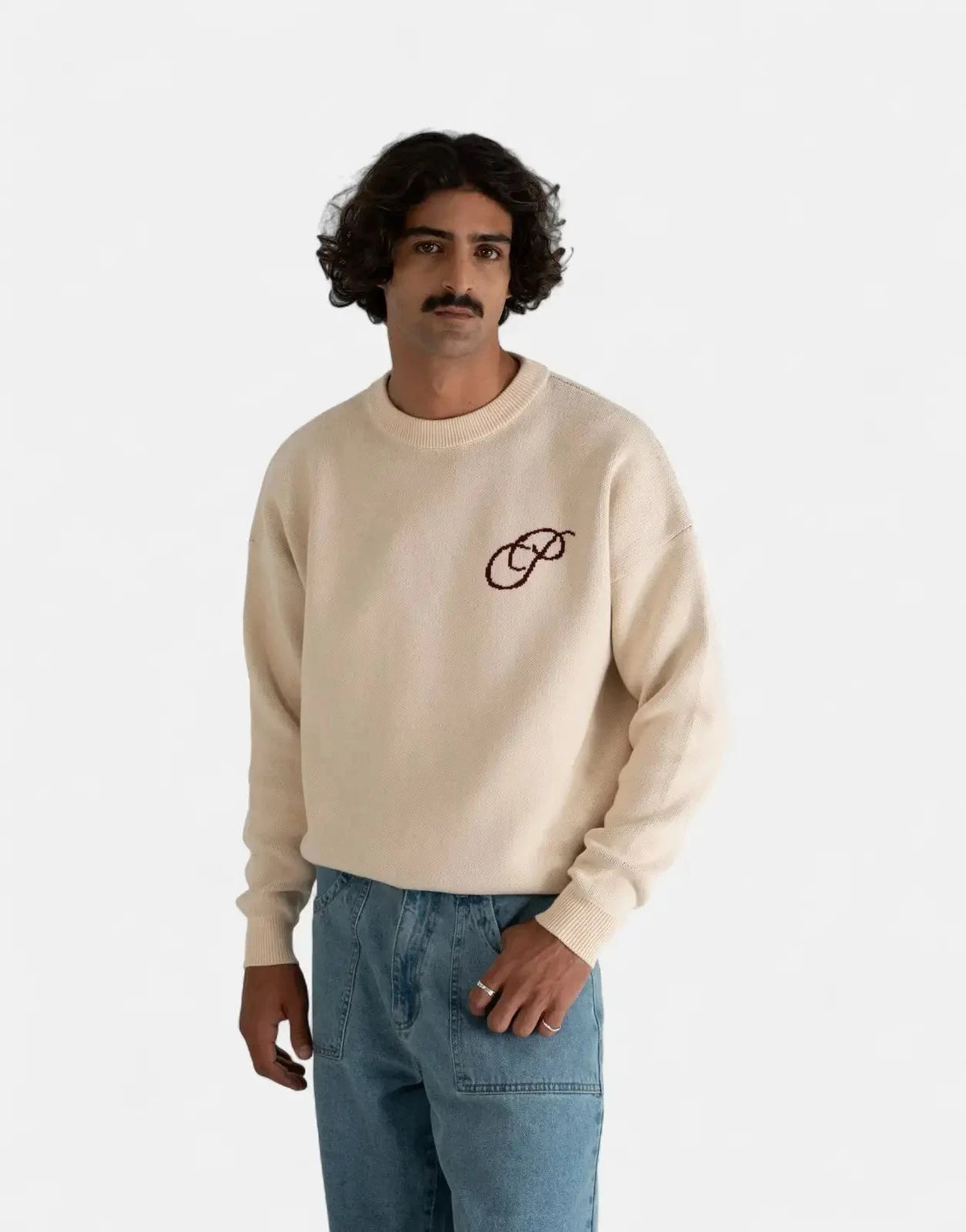 Prohibited Initial Knit Cream Sweatshirt - Subwear