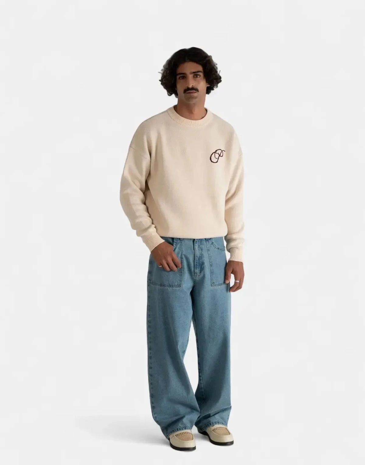 Prohibited Initial Knit Cream Sweatshirt - Subwear