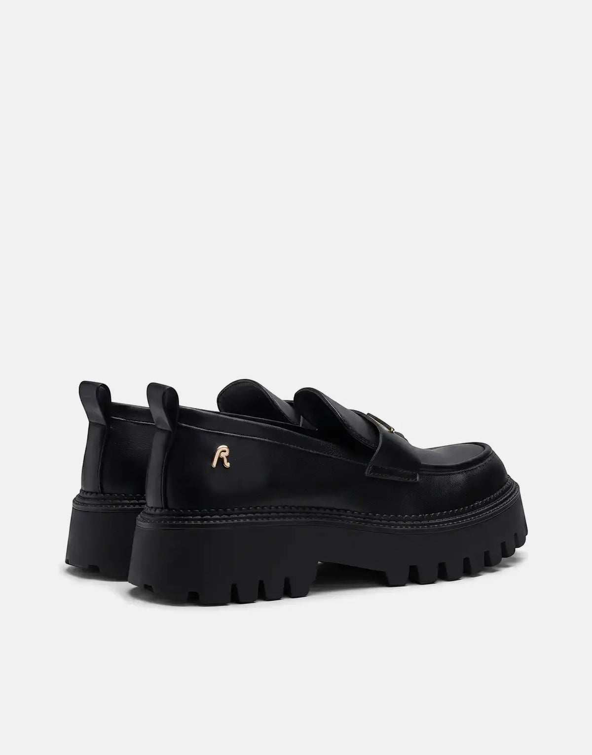 Replay Numb NY black sneakers with a chunky platform sole and gold R logo detail.